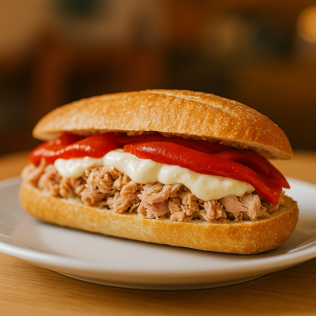Bocadillo de atún con ali-oli y pimiento por solo 5€